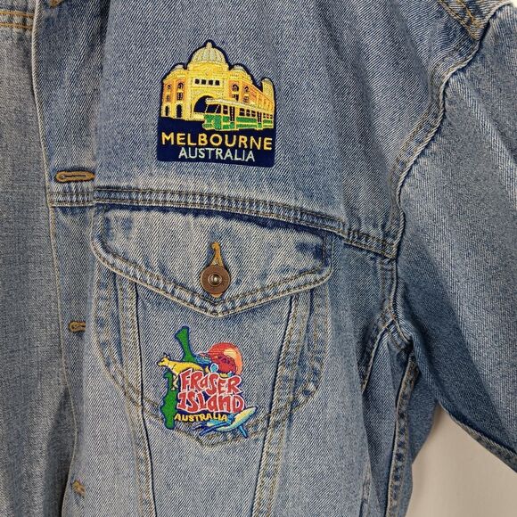 ASOS Australia Patches  Oversized Grunge Denim Jacket Size M Unisex - Picture 5 of 11